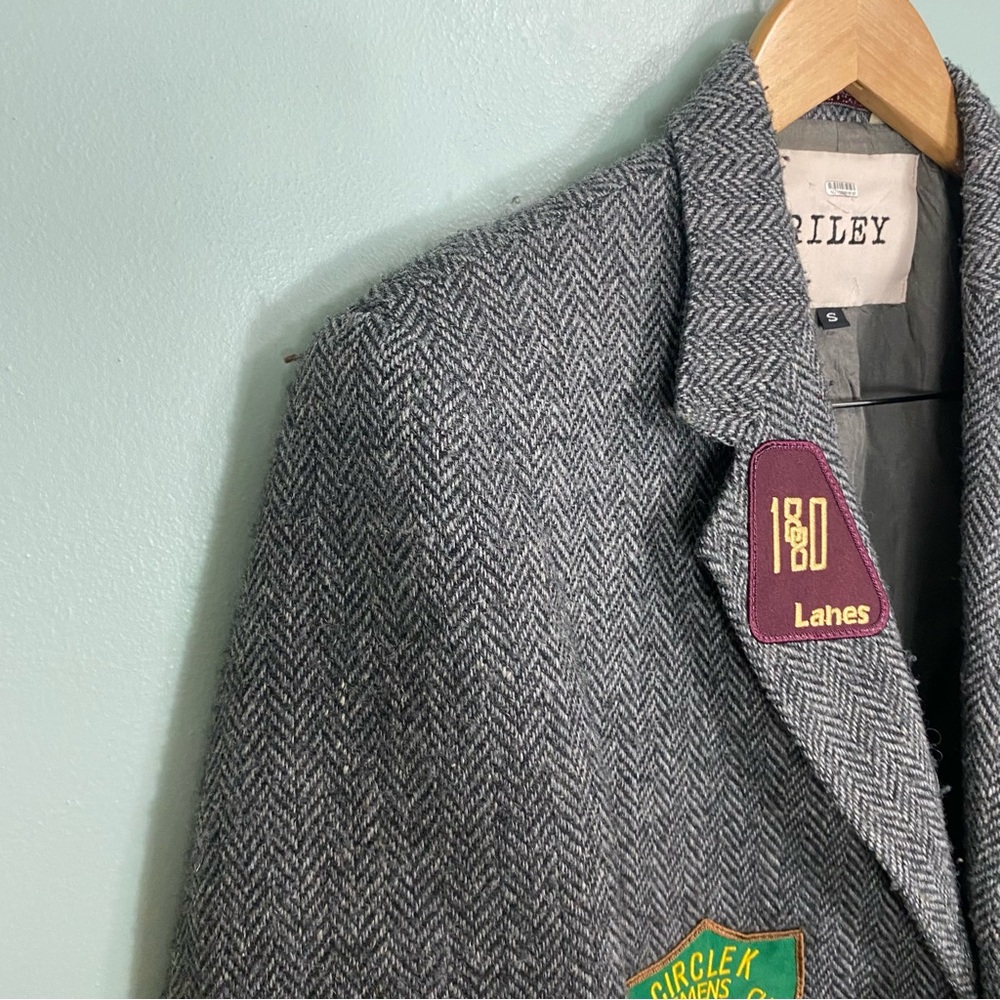 Riley Patchwork Relaxed Blazer Gray Herringbone S… - image 5